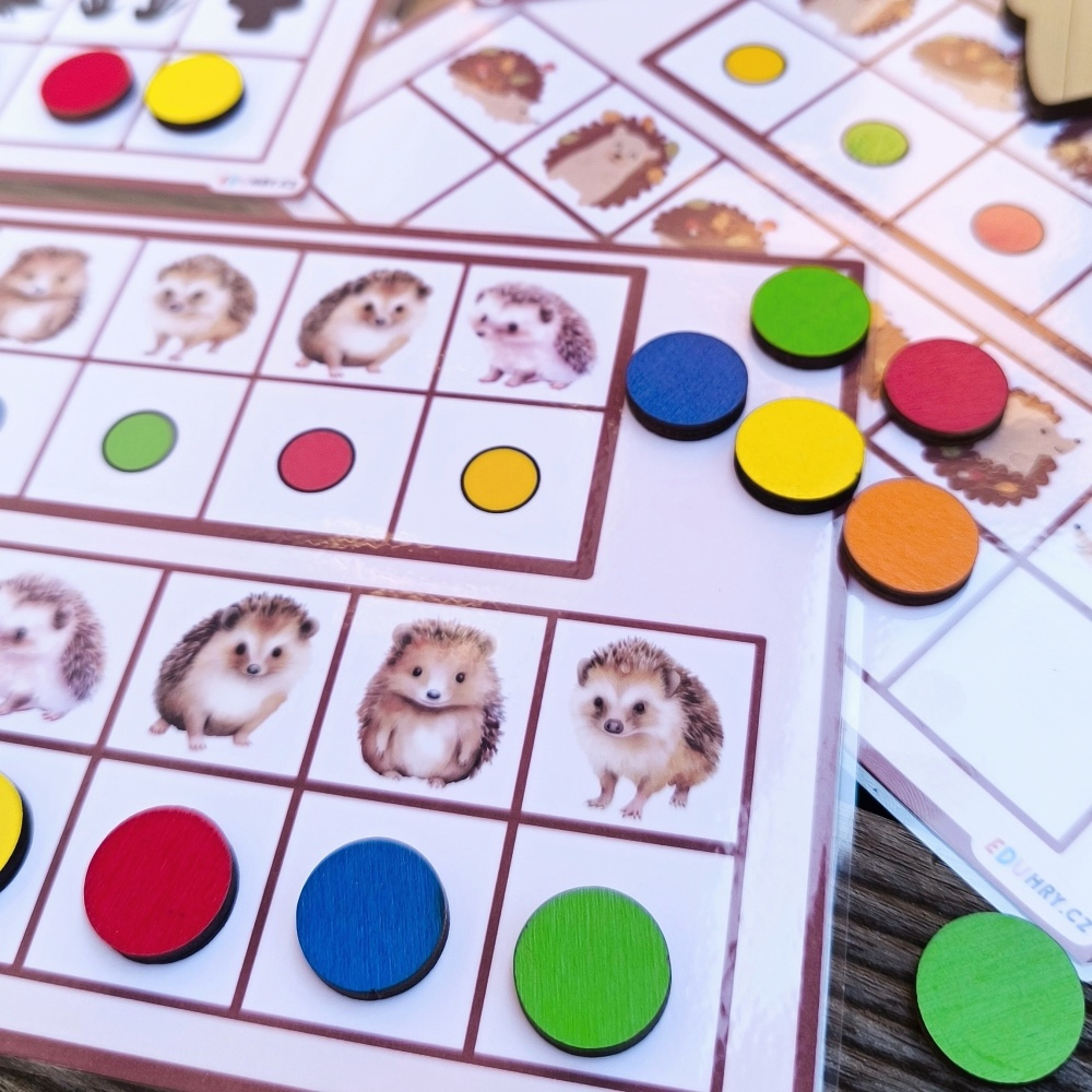 Aktivity ježek - zrakové vnímání barevná kolečka pracovní listy-4